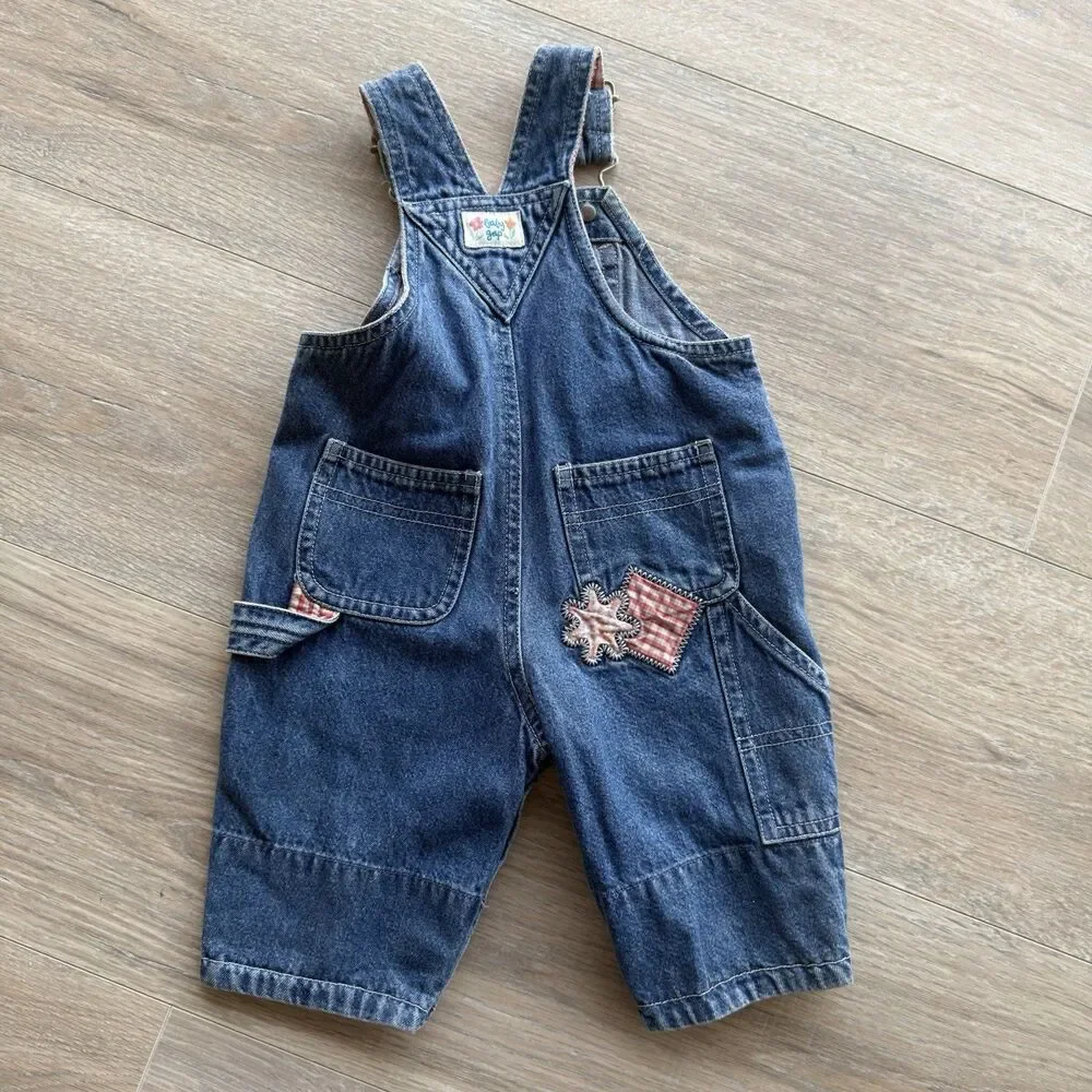 Baby Gap 0-3 Months Denim Overalls Y2K Patchwork Vintage Cottagecore Girly Retro